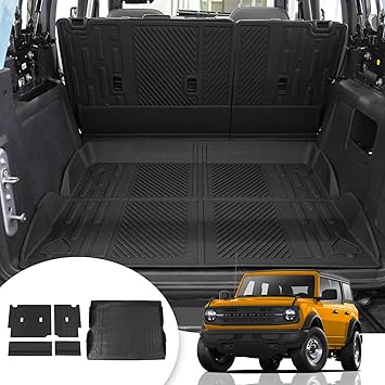 Cargo Mat Compatible with 2021 2022 2023 2024 2025 2026 Ford Bronco Trunk Mat Back Seat Cover Protector Cargo Liner Split Seat Kick Mat for Ford Bronco Accessories 4 Door